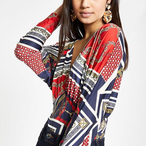 scarf print bodysuit