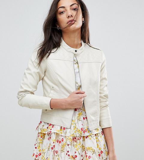 Vero Moda Tall - Giacca Stile Motociclista In Pelle Sintetica - Beige