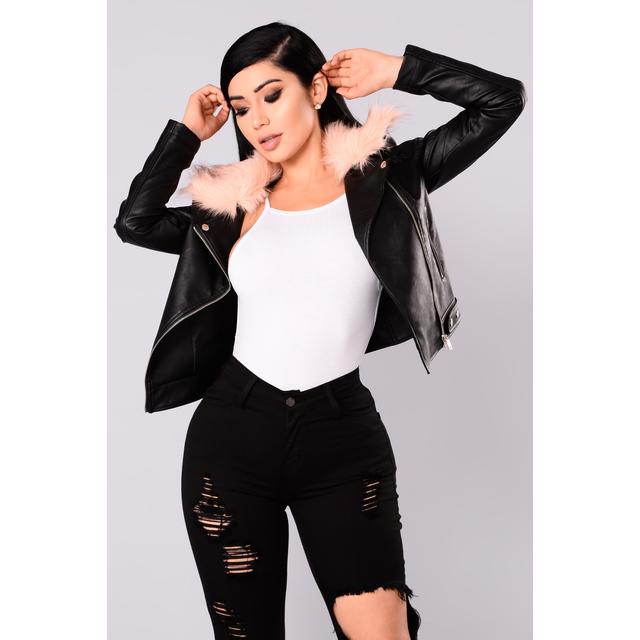 fashion nova black leather jacket