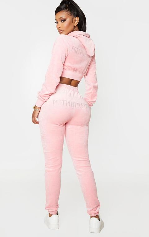 Prettylittlething Shape Dusty Pink Velour Skinny Jogger