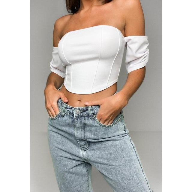 White Bardot Corset Top Deals, 54% OFF 