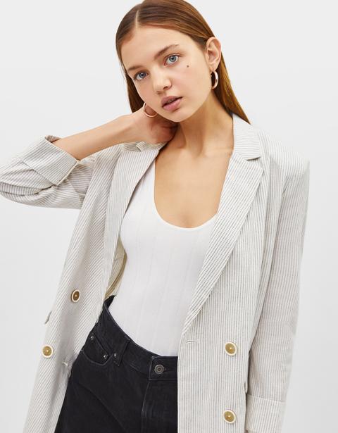 Rustic Blazer With Rolled-up Sleeves