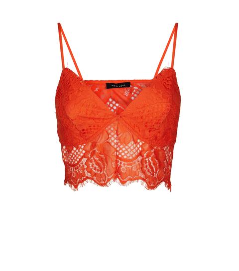 Bright Orange Scallop Lace Bralette New Look from NEW LOOK on
