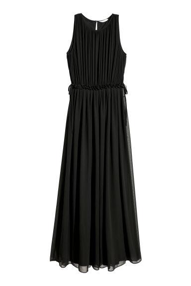 H & M - Abito Lungo In Chiffon - Nero