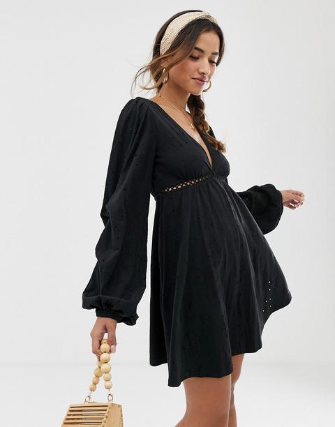 Minivestido Bordado Con Pinzas En La Manga De Asos Design