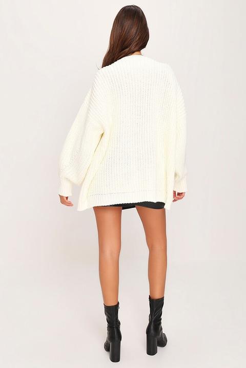 Cream Chunky Knit Cardigan