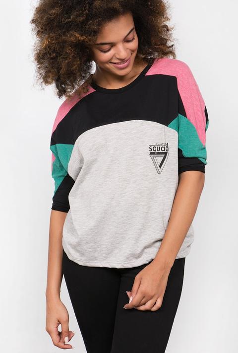 Camiseta Triángulo Fucsia/negro/verde/gris