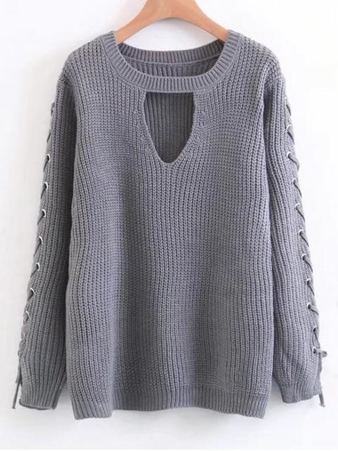 Encaje Hasta Chunky Choker Suéter