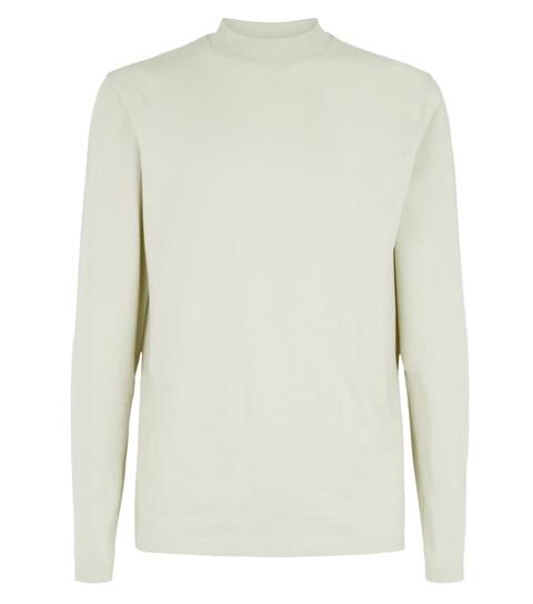 Men's Cream Long Sleeve High Neck Top New Look