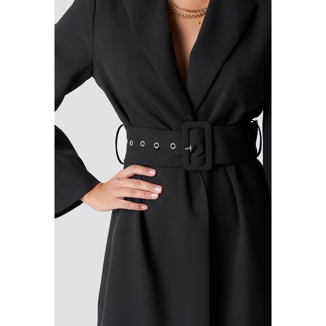 wide sleeve belted blazer dress