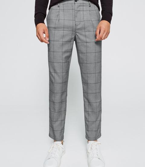 Pantalon De Ville À Carreaux - Noir