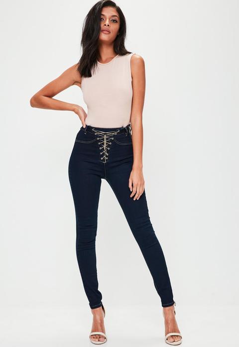 missguided lace up jeans