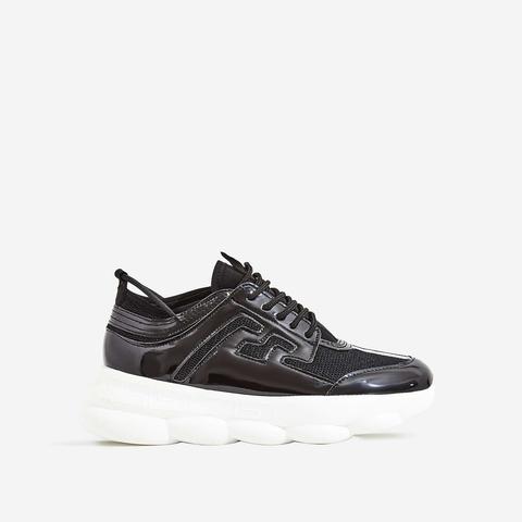 Athena Chunky Sole Trainer In Black, Black