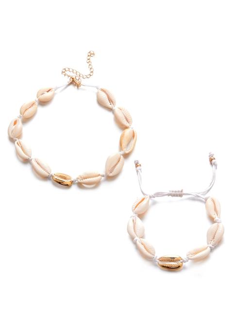 Set Collana E Bracciale Con Design A Conchiglia