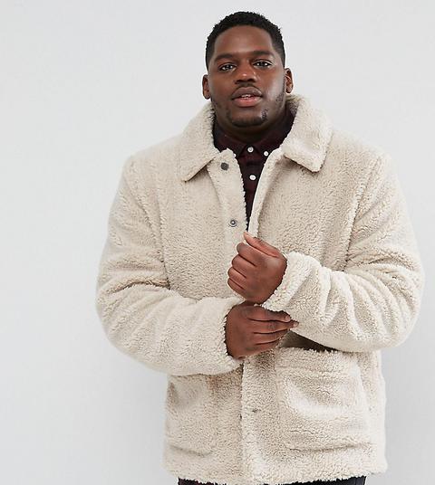 Asos Plus - Giacca Casual Écru In Sherpa - Beige