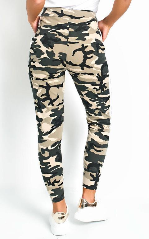 Marny Camo Knit Joggers In Beige