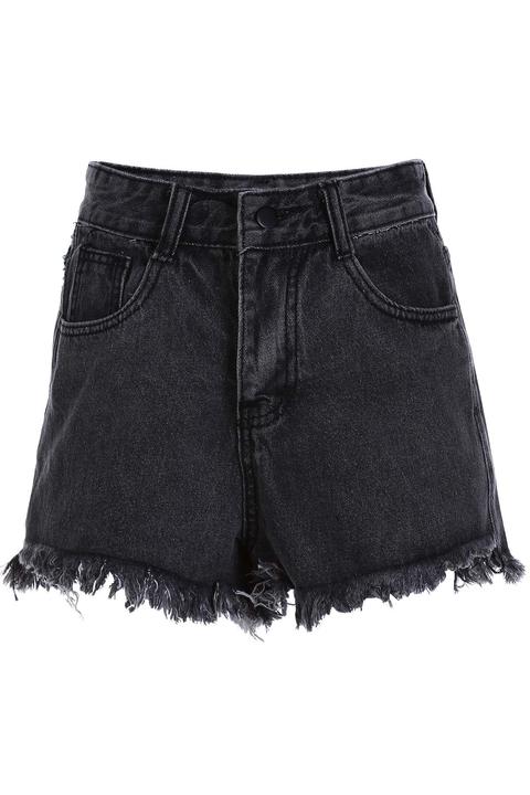 Stylish High Waist Denim Black Women's Shorts