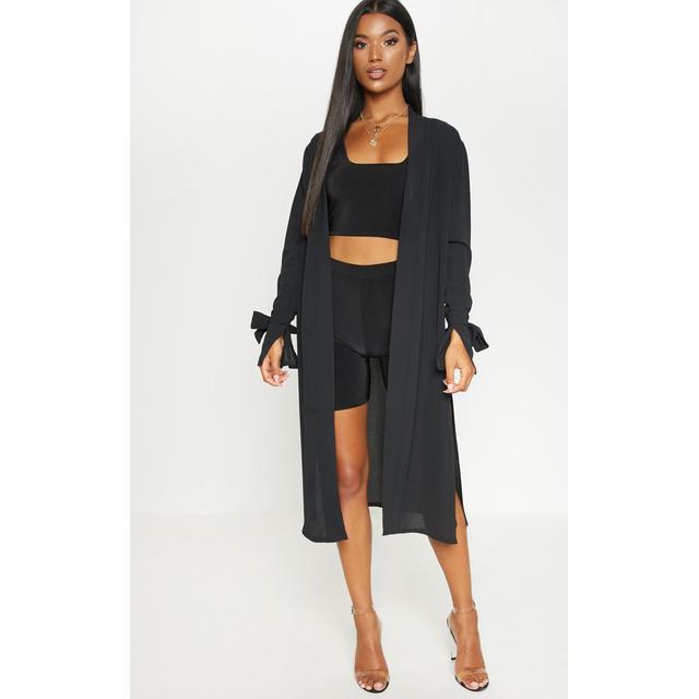 black chiffon duster jacket