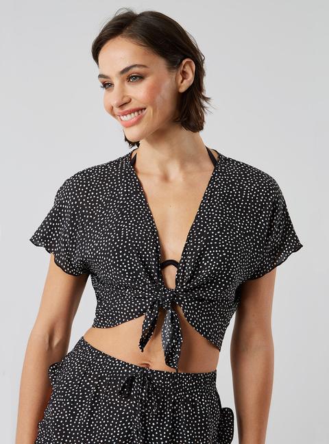 Boux Avenue Spot Tie Front Beach Top - 06