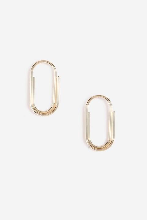 Womens **paper Clip Style Earrings - Gold, Gold