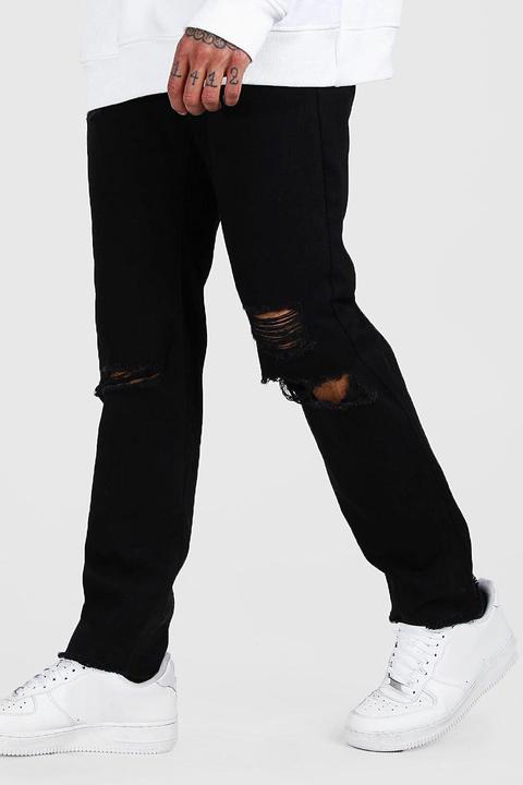 mens black slim fit distressed jeans
