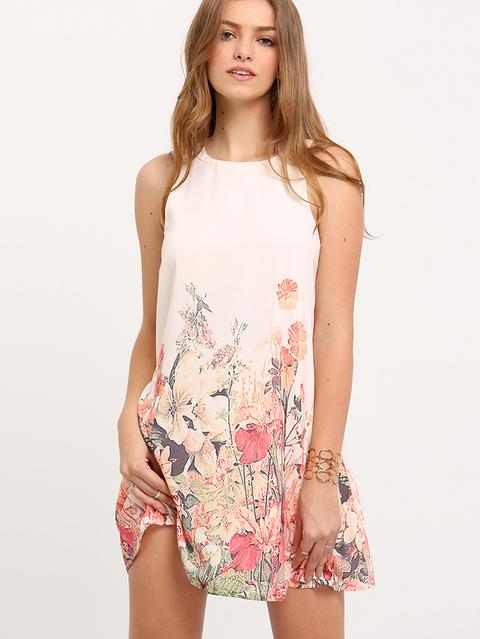 Vestido Sin Manga Flor -multicolor