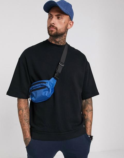 Asos Design - Sweat-shirt Oversize À Manches Courtes - Noir