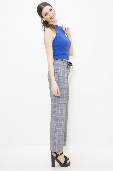 Pantalone Largo Check Donna