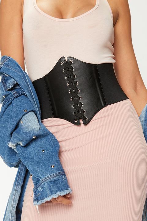 Imogen Black Lace Up Corset Belt