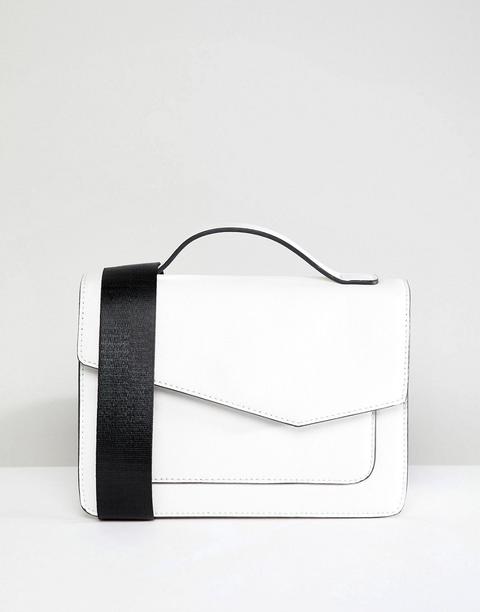 Park Lane Asymmetric Across Body Bag With Webbing Strap-white