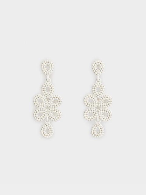 Pendientes Largos White Fields Flores