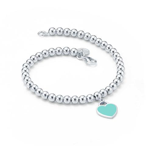 Return to Tiffany Love Tiffany Blue Heart Tag Bead Bracelet in Silver   Tiffany  Co