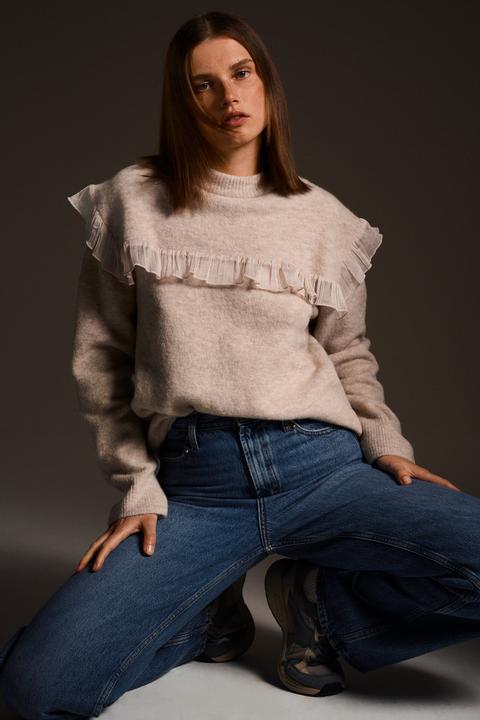 Contrast Organza Knit Sweater