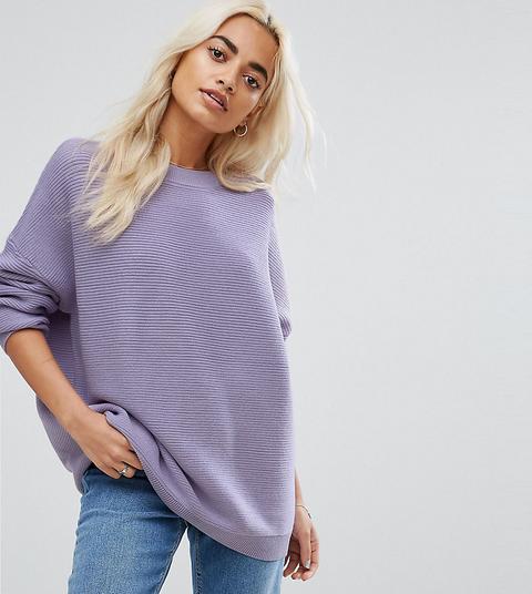 Asos Petite - Maglione Con Increspature Oversize - Viola