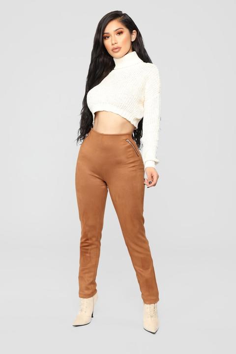 Peachy Feel Suede Leggings - Tan