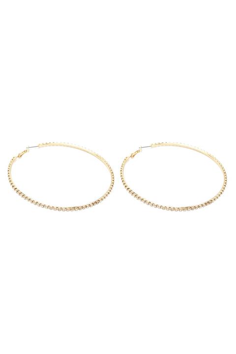 Forever 21 Rhinestone Hoop Earrings , Gold/clear