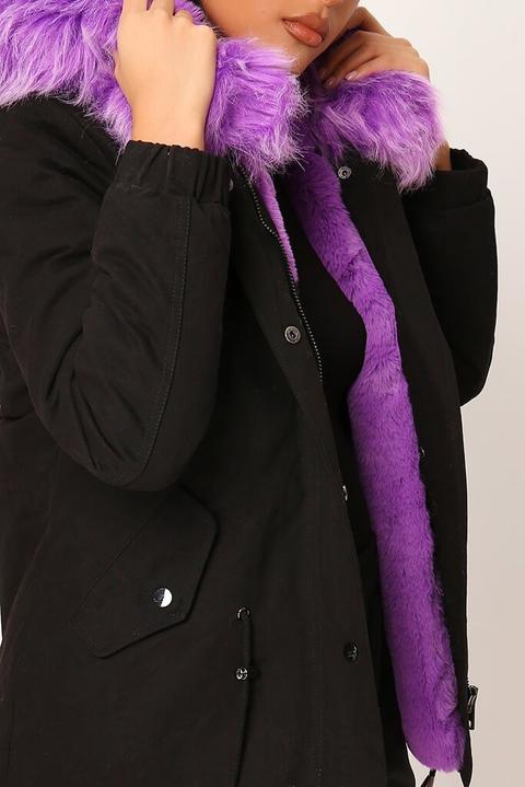 purple parka fur hood