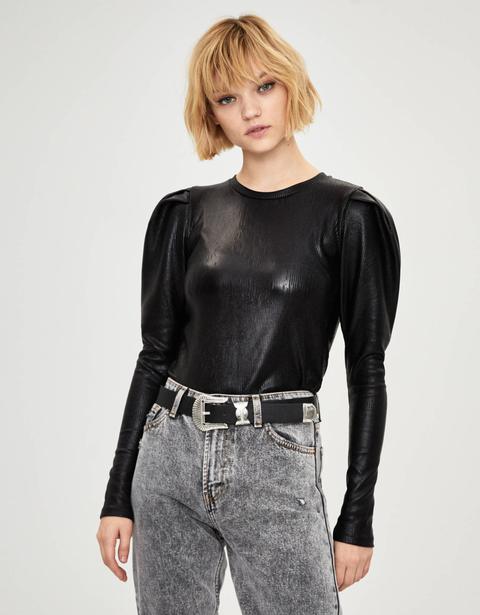 Camiseta Con Manga Abullonada