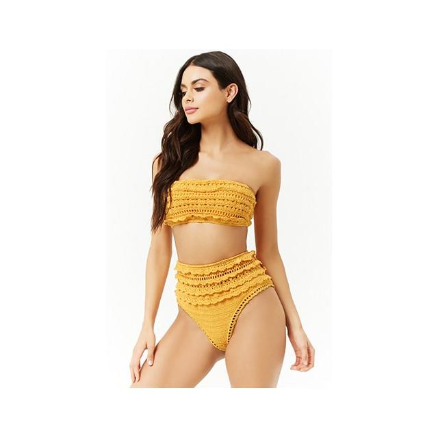 mustard high waisted bikini bottoms