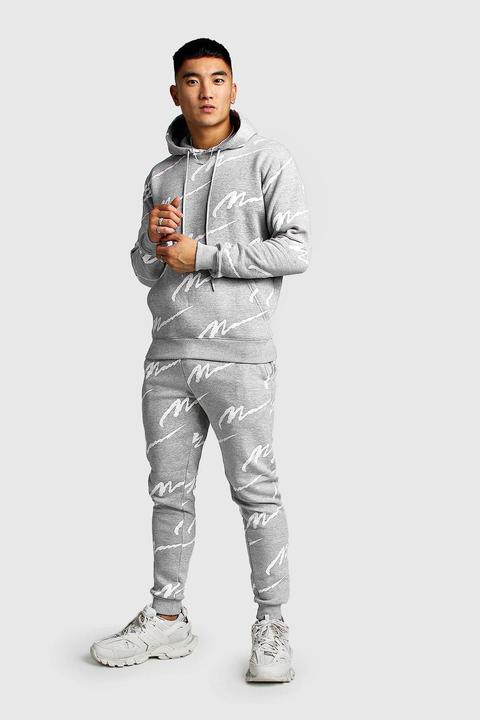 All over man discount printed hooded tracksuit