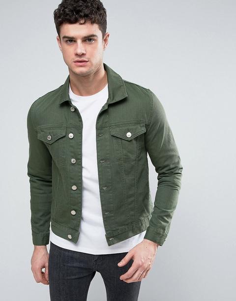 River Island - Giacca Di Jeans Verde Scuro - Verde