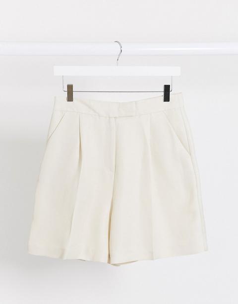 Asos Design Utility Suit Shorts In Ivory-white
