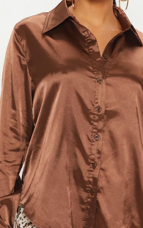 Brown satin button down Clearance