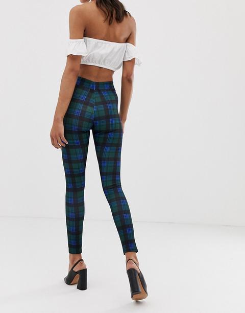 Curves Black Check High Waist Skinny Trousers | New Look