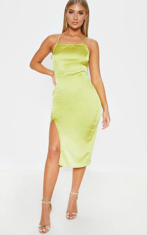 lime satin dress