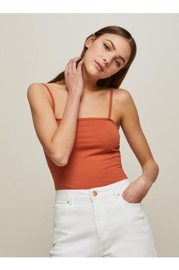 Womens Rust Square Neck Camisole Body, Rust