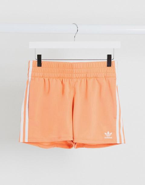 Adidas Originals Adicolor Three Stripe Shorts In Pink-orange