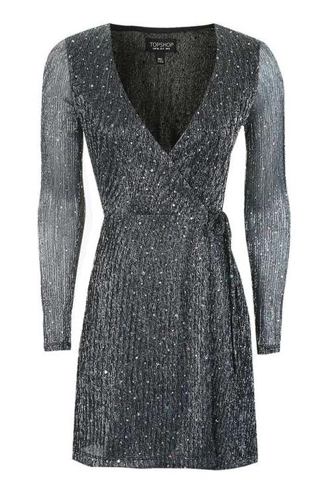 Bling Wrap Plisse Dress - Dresses - Clothing