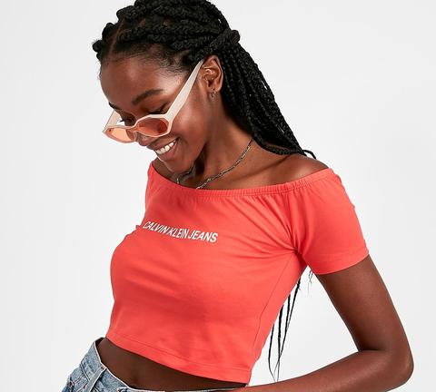 Womens Bardot Logo Crop Top