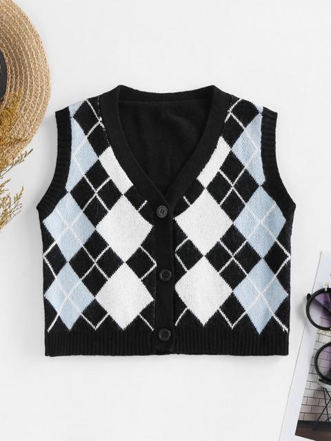 Zaful Chaleco Jersey De Talla Extra De Modelo V Con Cuello Black